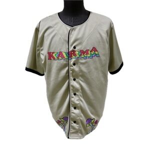 Rue21 Men's XL Baseball Jersey Shirt "Karma" "What Comes Around Goes Around"